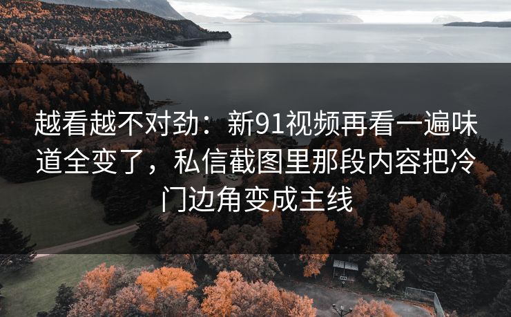 越看越不对劲：新91视频再看一遍味道全变了，私信截图里那段内容把冷门边角变成主线