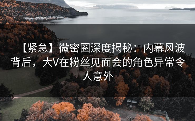 【紧急】微密圈深度揭秘：内幕风波背后，大V在粉丝见面会的角色异常令人意外