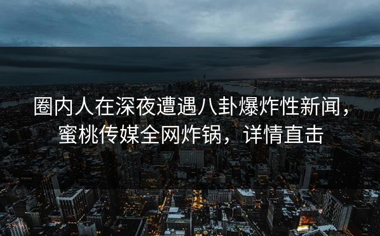 圈内人在深夜遭遇八卦爆炸性新闻，蜜桃传媒全网炸锅，详情直击