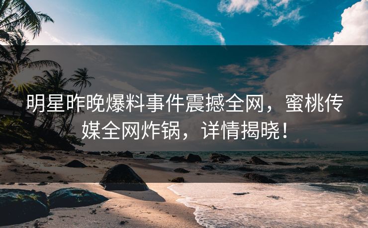明星昨晚爆料事件震撼全网，蜜桃传媒全网炸锅，详情揭晓！