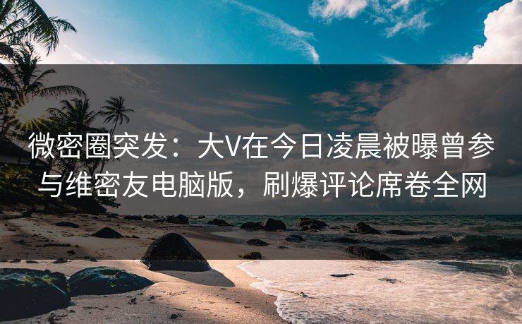 微密圈突发：大V在今日凌晨被曝曾参与维密友电脑版，刷爆评论席卷全网