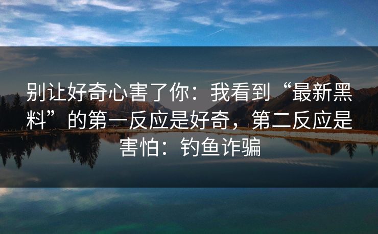 别让好奇心害了你：我看到“最新黑料”的第一反应是好奇，第二反应是害怕：钓鱼诈骗